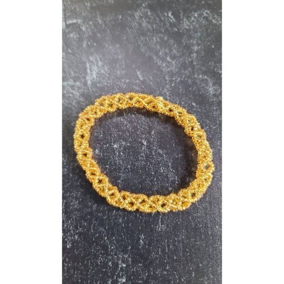 Vintage Woven Gold Tone Beaded Jewelry Set - Picture 4 of 10